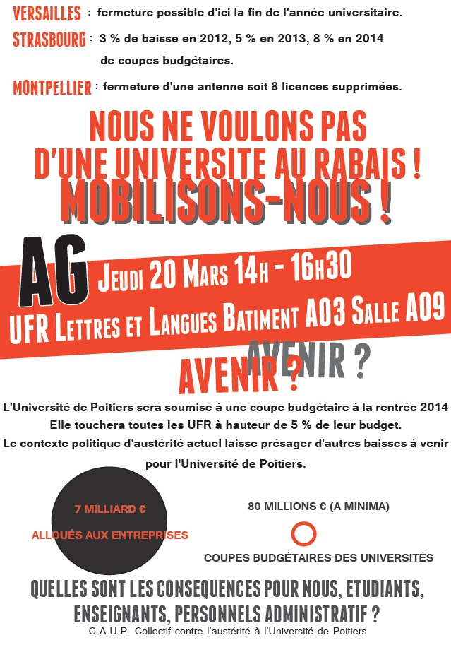 Collec­tif étudiant contre l’aus­té­rité à Poitiers