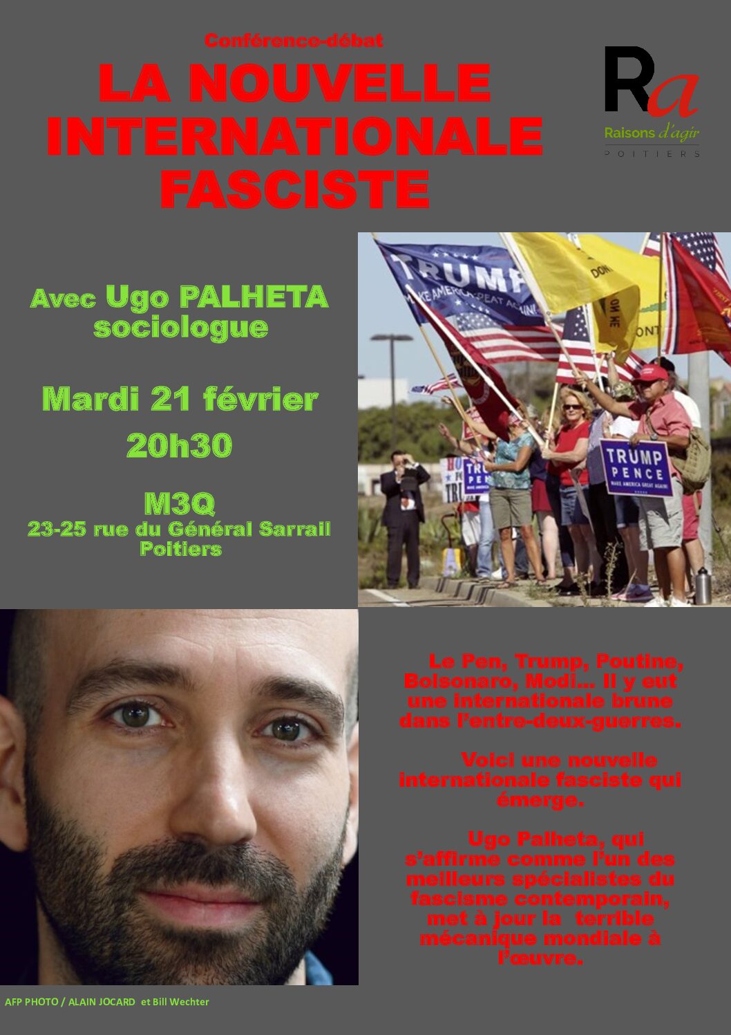 Ugo Palheta, sur « la nouvelle inter­na­tio­nale fasciste », le 21 février, à Poitiers